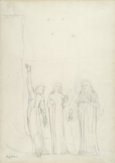 Dante, Virgil and Cato, illustration to the Divine Comedy by Dante Alighieri, 1824-27 by William Blake